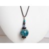 Collier boule turquoise et noir réglable